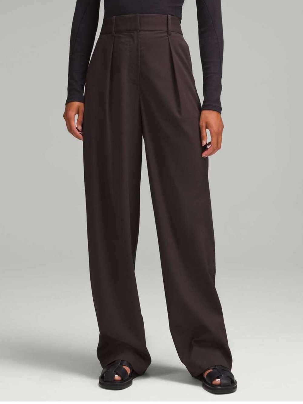 lululemon athletica Wide-Leg High-Waist Trousers in Dark Brown